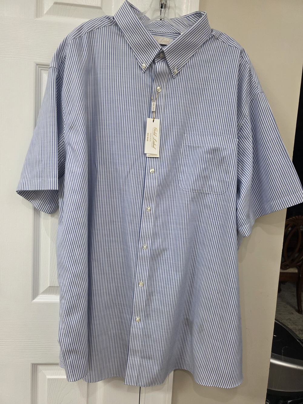 Roundtree Yorke Gold Label Classic Men’s Striped Button-Down Shirt Blue/White 3x